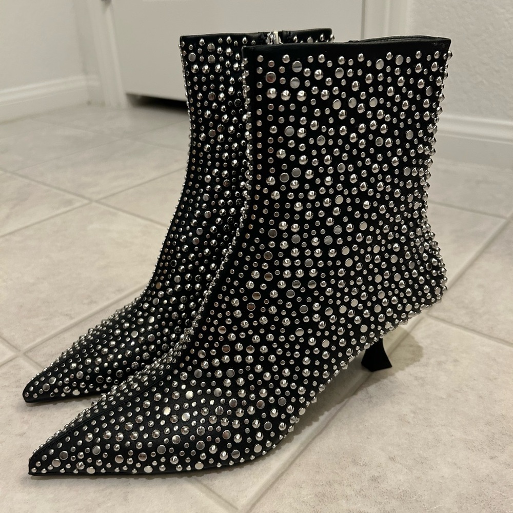 Zara Studded High Heel Ankle Boots NWT